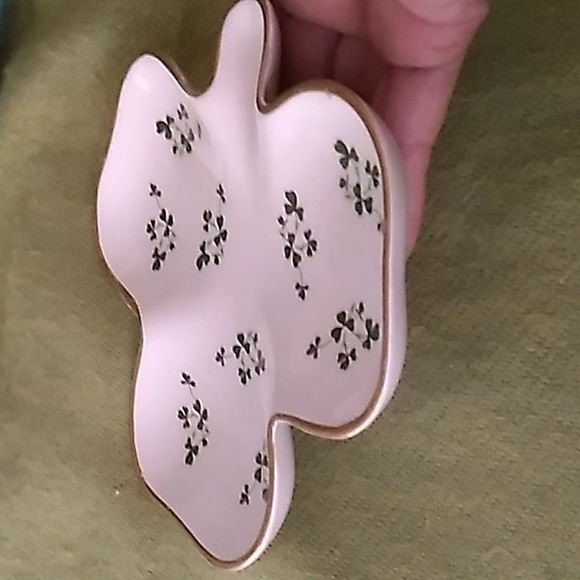 VTG Carrigaline Pottery Shamrocks Clover Dish Gold Trim Cork Ireland - Picture 3 of 5